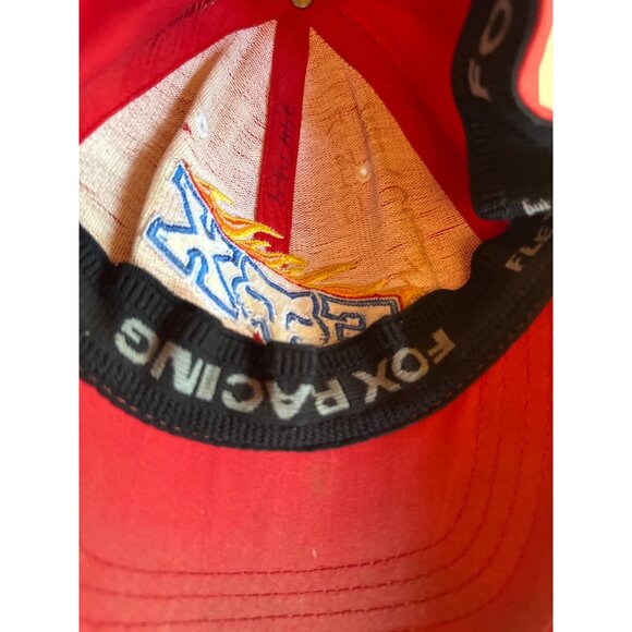 Fox Racing Flexfit Embroidered Baseball Cap In Red Flame Logo Stretch Fit - Picture 6 of 6